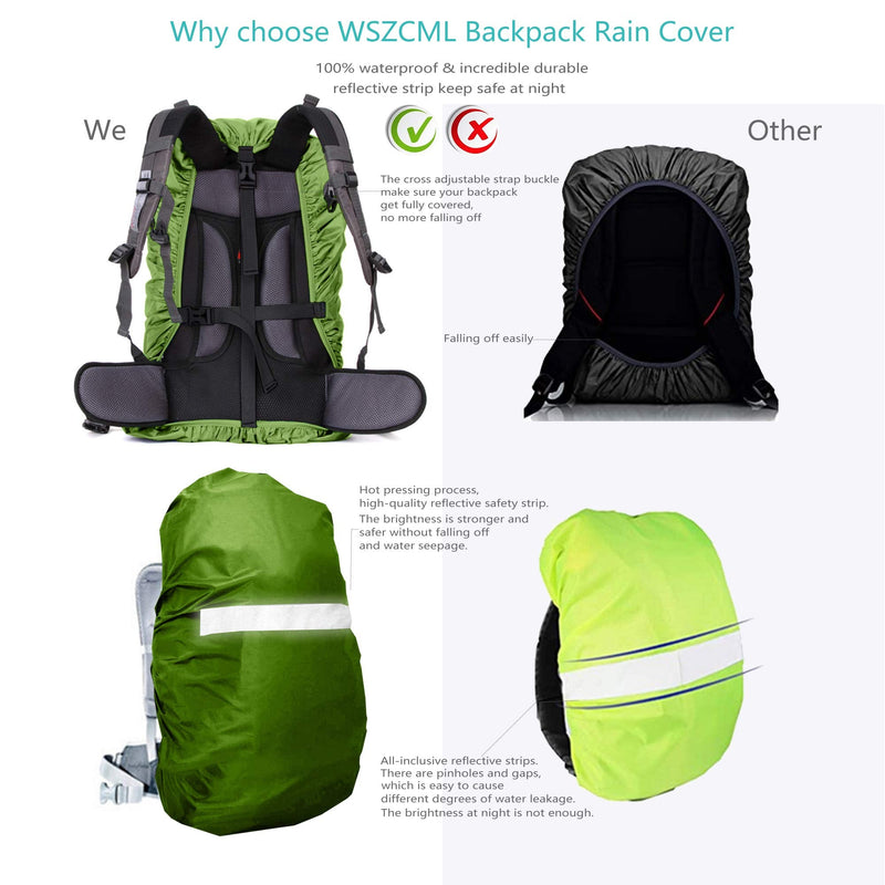 WSZCML Backpack Rain Cover (10-90L) Upgraded Waterproof Backpack Cover with Adjustable Cross Strap & Strengthened Layer for Hiking Camping Traveling Cycling Army Green S (For 10L-25L backpack ) - BeesActive Australia
