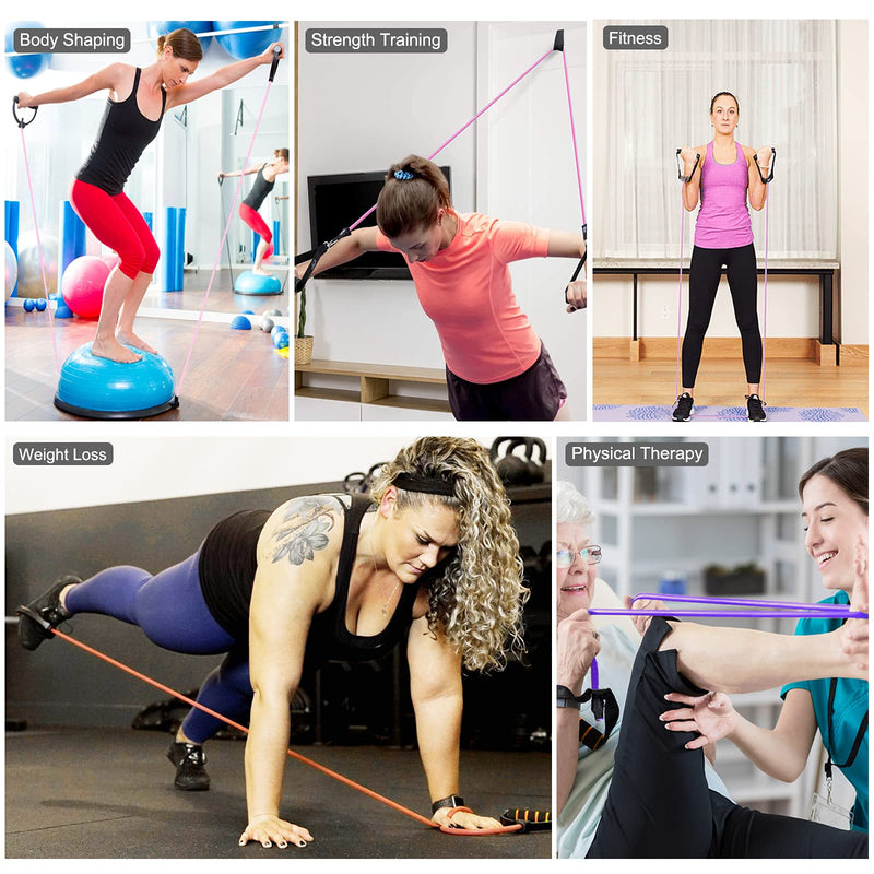 Resistance Exercise Bands Set with Handles Workout Bands for Physical Therapy, Strength Training, Muscle Toning - Door Anchor and Workout Guide. Gray,Blue,Red - BeesActive Australia
