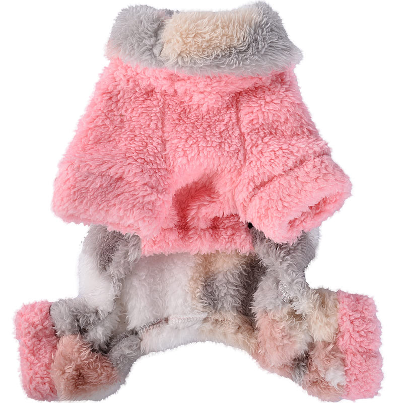 Sebaoyu Plaid Turtleneck Dog Pajamas for Small Dogs, Fleece Dog Sweater, Winter Cute Tiny Dog Clothes Outfit Puppy Pajamas Pet Jumpsuits Cat Clothing camouflage pink - BeesActive Australia