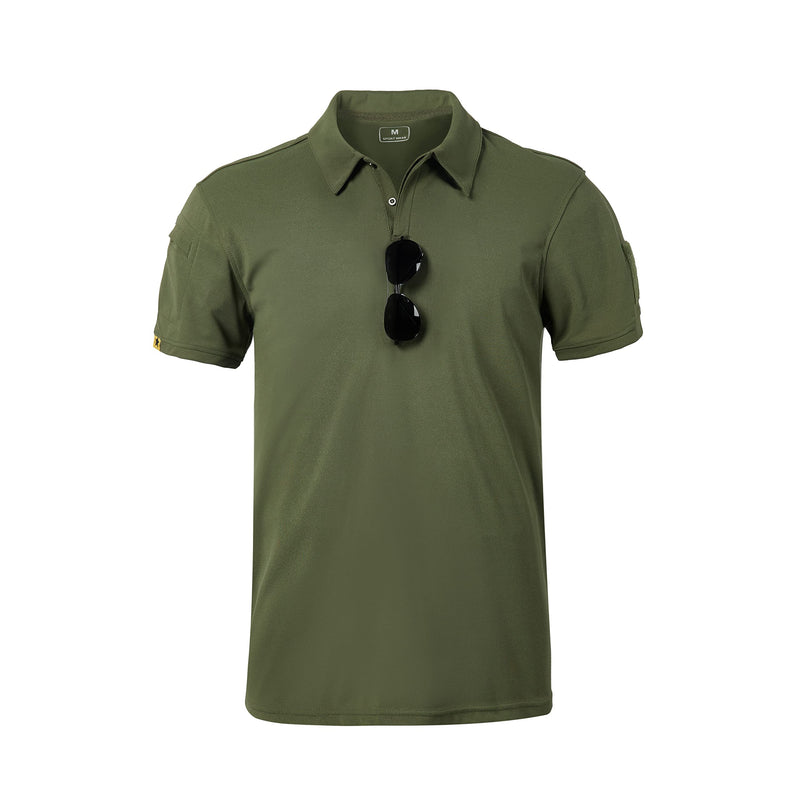 Jofofun Men's Performance Polo Shirts Tactical Short Sleeve Athletic Jersey Quick Dry Tennis Golf T-Shirt Army Green Small - BeesActive Australia