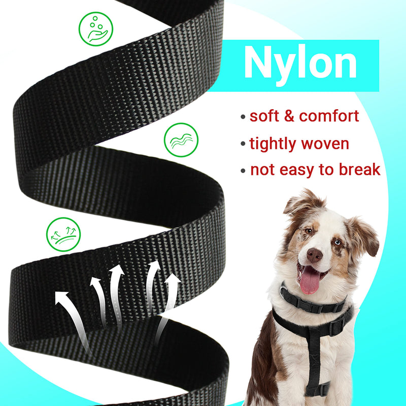 No Pull Dog Harness - Step in Easy Walking Dog Harness and Leash for Small Medium Large Dog - Escape Proof Adjustable Soft Nylon Full Body Dog Harness Leash Collar Set MEDIUM (chest: 17.3"-23.4" neck: 12"-16") Black - BeesActive Australia