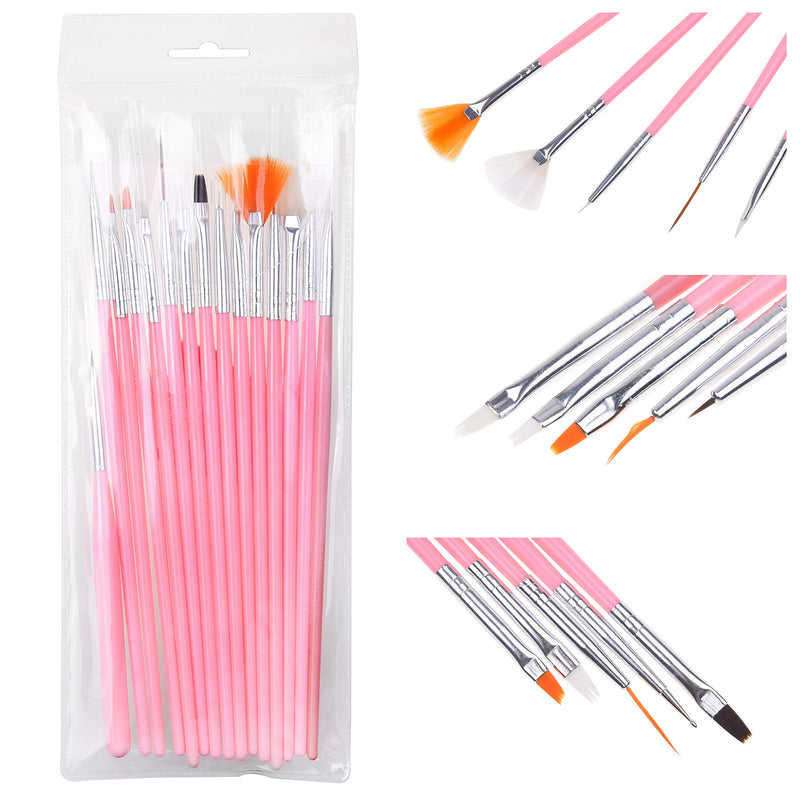 Kare & Kind Nail Art Design Dotting Painting Drawing Polish Brush 20pcs - Nail Art Accessories - 15x Nail Art Brushes, 5x Double-Ended Nail Art Brush Pens - Acrylic Nail Styling Brush and Dotting Tip - BeesActive Australia