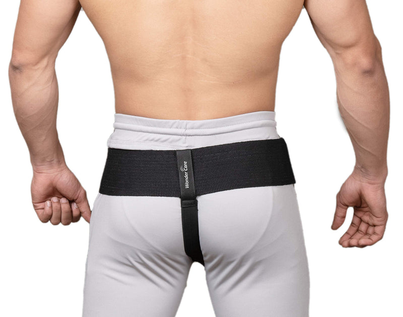 Wonder Care - Black Inguinal Hernia Support Truss for Single Inguinal or Sports Hernia with one Removable Compression Pads & Adjustable Groin Straps Surgery & Injury Recover (Left L-36-39 inches) L(36"40") Single-left - BeesActive Australia