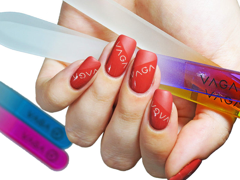 VAGA Crystal Glass Nail File Set of 4 Nail Care Crystals Glass Nail Files in Cheeky Colors, Fingernail File for Manicure, Nail Strengthener hardener, Nails Buffer for Natural and Acrylic Nail filer - BeesActive Australia