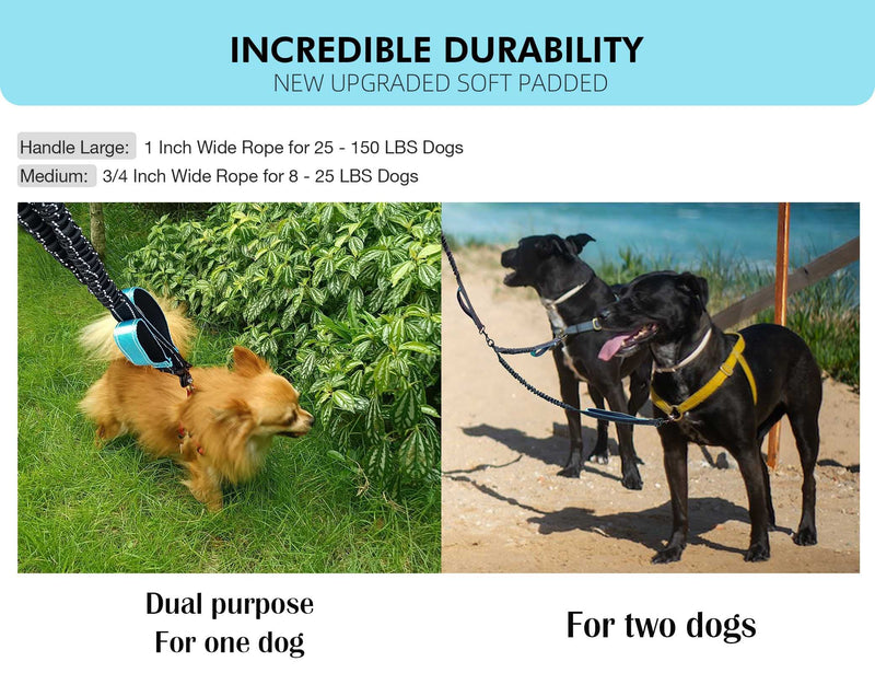 Hands Free Dog Leash, Double Dog Leash, MingXpets Waist Dog Running Leash for Comfortable Walking Jogging Training Hiking, Long Padded No Tangle 360° Swivel Clasp Adjustable Dual Dog Lead Leashes - BeesActive Australia