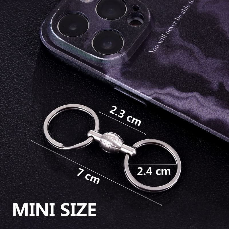 JEINAPA 316L Stainless Steel Quick Release Keychain, Pull Apart Detachable Double-End Swivel Keychain Heavy Duty Car Key Holder with 2 Key Rings (Grenade-Shape) - BeesActive Australia