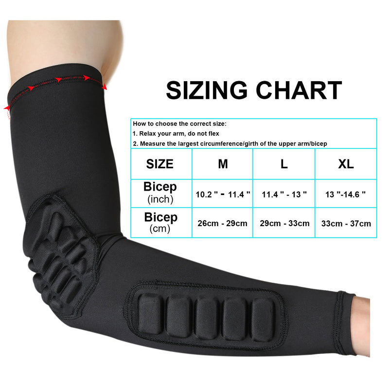 Parateck Elbow Pads Compression Shooter Sleeves Men Women Arm Sleeve with Pad for Basketball Football Volleyball Baseball Softball Cycling Running Fishing Tennis Elbow XL - 1 Sleeve - BeesActive Australia