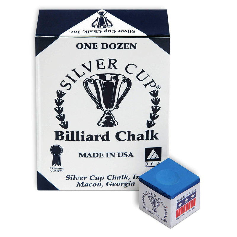 [AUSTRALIA] - SILVER CUP Billiard CHALK - ONE DOZEN (Electric Blue) 