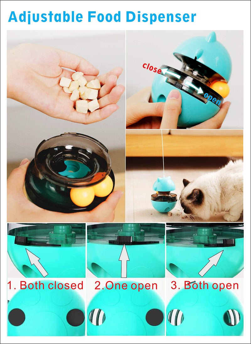 SUJAYU Cat Treat Puzzle, Cat Treat Dispenser Toy Cat Treat Toy, Tumbler Interactive Ball Cat Puzzle Feeder, Cat Food Puzzle Cat Food Ball Cat Snacks Temptations, Food Puzzle Toys for Cats Blue - BeesActive Australia