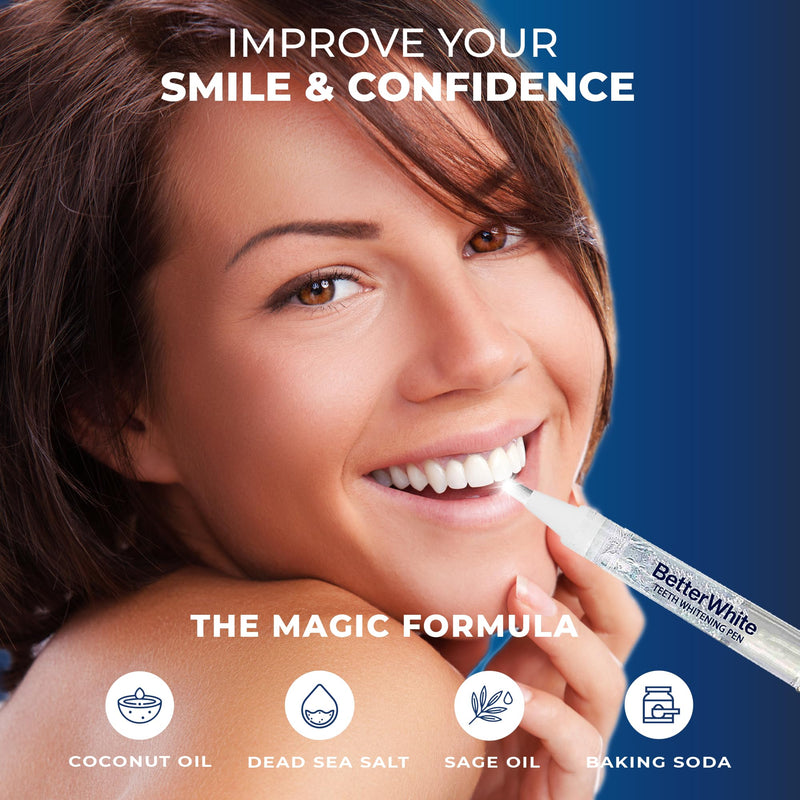 BetterWhite Teeth Whitening Pen (3 Pens) - 30+ Uses, Non-Sensitive - Removes Years of Stains - Safe for Enamel – 100% Natural Formula, Dentist Formulated, Non-Toxic, Easy to Use, Travel-Friendly - BeesActive Australia