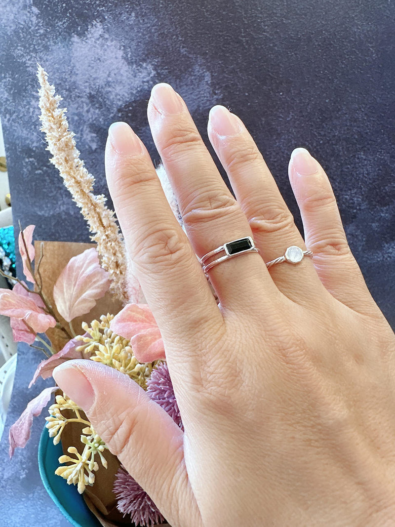 MINDDHA 925 Sterling Silver Rings with Moonstone- Twisted Eternity Band Hammered Ring - Made in Israel, Band 1.5mm Size 6-10 9 - BeesActive Australia