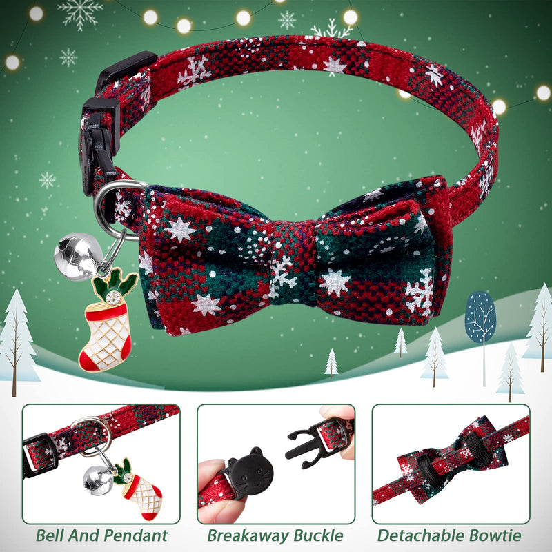 LLHK 4 Pack Christmas Cat Collars with Bow Tie and Bell,Breakaway Kitten Collar for Girl Boy Cats,Adjustable 7-12inch, for Kitty Kitten Adult Cats,Pet Supplies,Stuff,Accessories. - BeesActive Australia