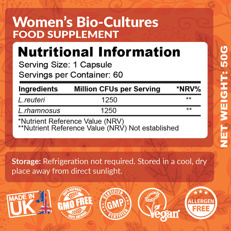 Live Cultures for Women. Nutritionist Formulated Special Bacterial Strains - Lactobacillus Reuteri and Lactobacillus Rhamnosus. Vegan & No Dairy. 2.5 Billion CFUs per Capsule by NutriZing - BeesActive Australia