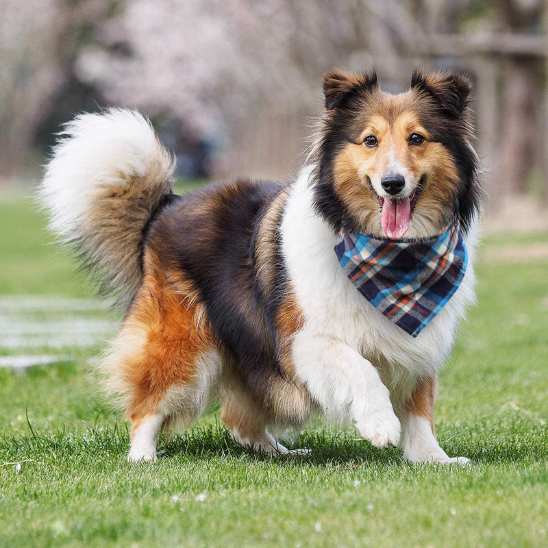 VIPITH 8 Pack Triangle Dog Bandana, Reversible Plaid Painting Bibs Scarf, Washable and Adjustable Kerchief Set for Dogs Cats Pets Multicolor(8 Pack) Medium - BeesActive Australia