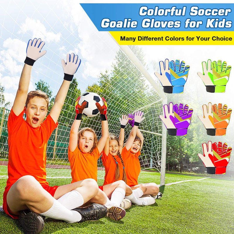 Jalunth Goalkeeper Goalie Soccer Gloves - Kids & Youth Football Goal Keeper Gloves with Embossed Anti-Slip Latex Palm and Soft PU Hand Back Orange 6 - BeesActive Australia