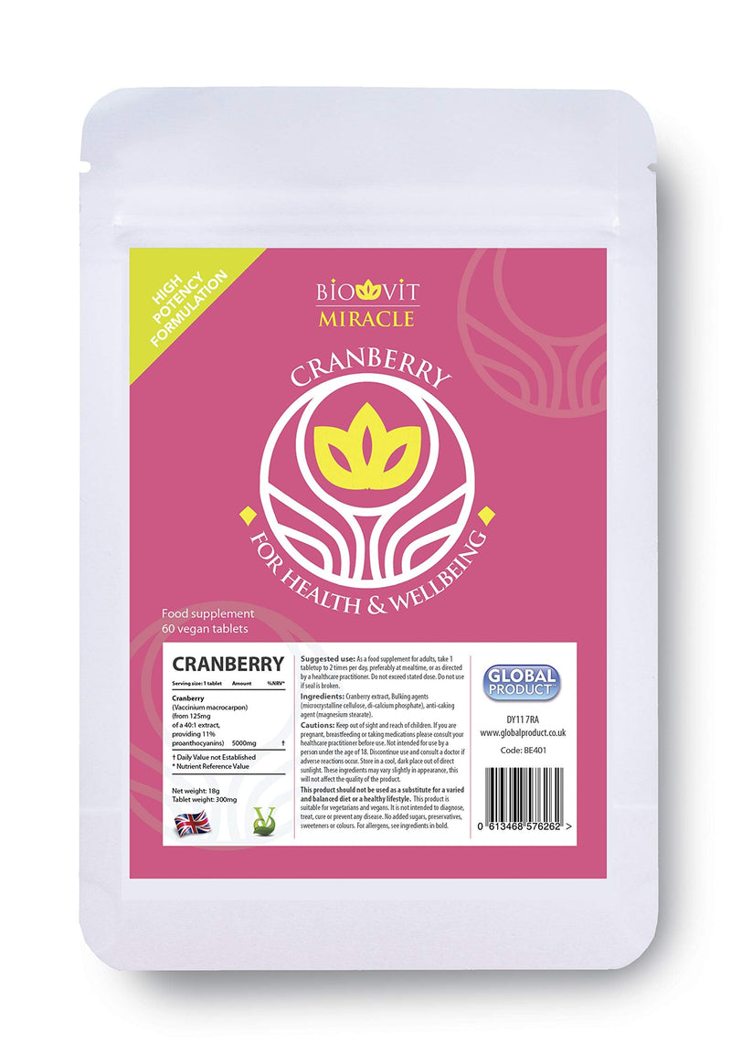 VYTALIVING Biovit Cranberry Tablets - Urinary Tract Infection Treatment - Cranberry Supplement - High Strength - Immunity Booster | 60 Tablets - BeesActive Australia