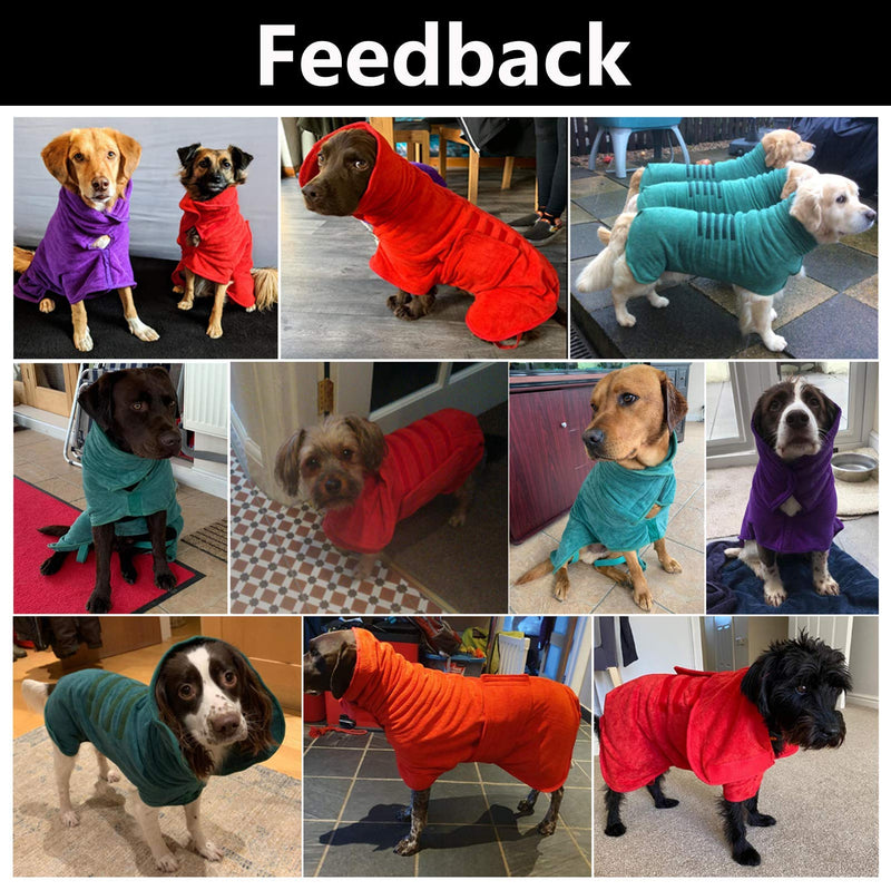 Dog Drying Coat Dressing Gown Towel Robe pet Microfibre Super Absorbent Anxiety Relief Designed Puppy fit for xs Small Medium Large Dogs X-Large(Back: 22"-23"in) Blue - BeesActive Australia