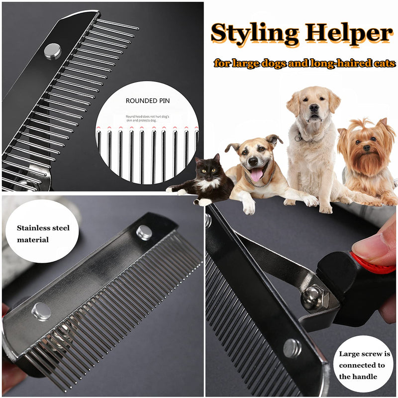 Undercoat Rake for Dogs, Long Tooth Dog Grooming Rake + Deshedding Brush Comb, Dematting Tool Set Pet Beauty Brushes for Grooming Middle Large Dog Longhair Cat Horse, German Shepherd Comb Husky Brush - BeesActive Australia