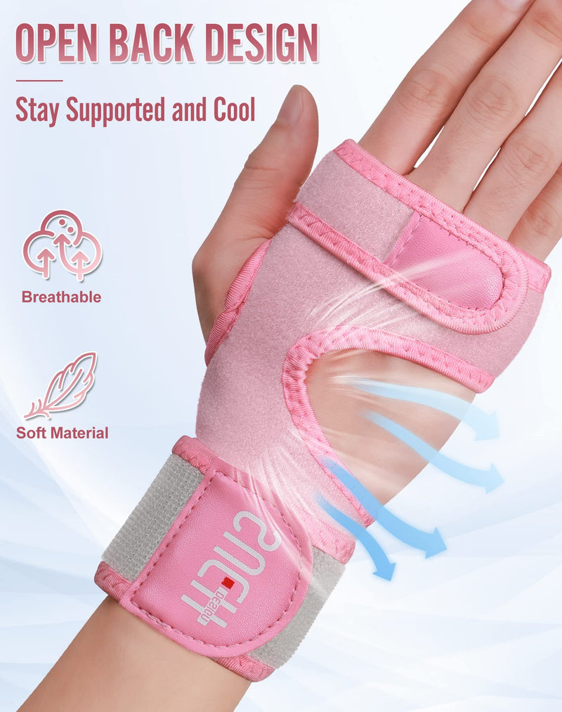SUEH DESIGN Carpal Tunnel Wrist Brace Night Support, Adjustable Wrist Wrap for Tendonitis Arthritis and Workout Pains Relief, Wrist Splint for Right Hand, Pink - BeesActive Australia