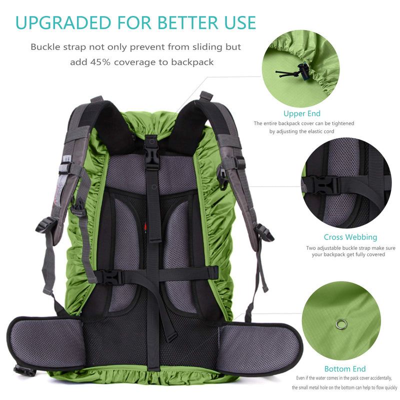 WSZCML Backpack Rain Cover (10-90L) Upgraded Waterproof Backpack Cover with Adjustable Cross Strap & Strengthened Layer for Hiking Camping Traveling Cycling Army Green S (For 10L-25L backpack ) - BeesActive Australia