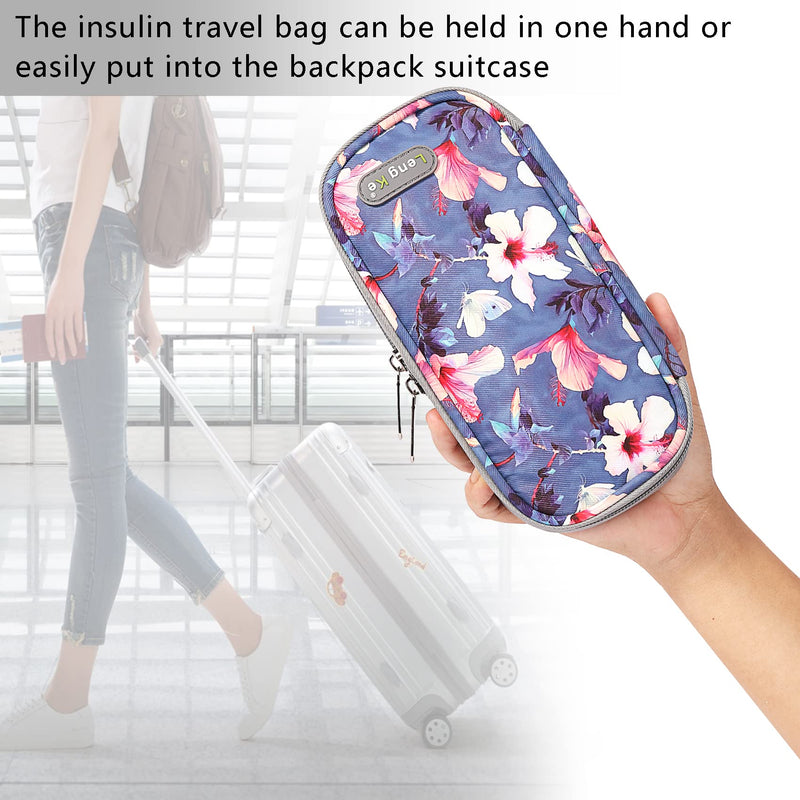 AYVANBER Insulin Cooler Travel Case Small Diabetic Medication Cooler Portable Cooling Bag with 2 Reusable Gel Ice Packs for Insulin Pens While Traveling and Other Diabetic Supplies (Begonia Flower) Begonia Flower - BeesActive Australia