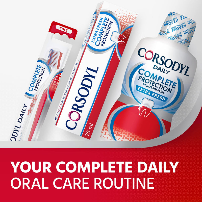 Corsodyl Complete Protection Toothpaste, Extra Fresh, Gum care, Fluoride Toothpaste, 4x75ml - BeesActive Australia