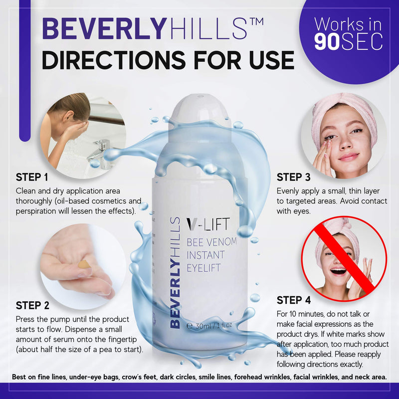 Beverly Hills V-Lift Instant Eye Lift and Eye Tuck Bee Venom Serum for Treating Puffy Eyes, Dark Circles, and Wrinkles - BeesActive Australia