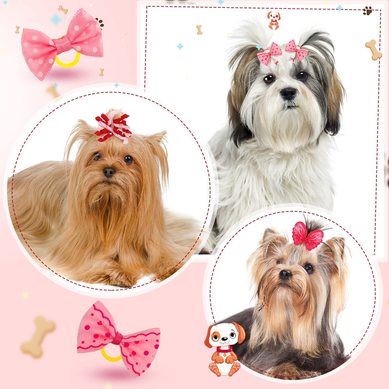 Janinka 40 Pieces Dog Hair Clips and Dog Hair Bow Crown Dog Accessories Princess Style for Small Dogs Crystal Rhinestone Girls Puppies Barrette Rubber Bands Flower Butterfly Grooming Hair Accessories - BeesActive Australia
