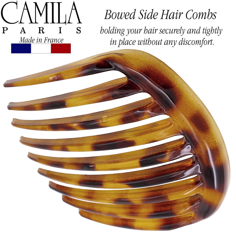 Camila Paris CP2878 French Hair Side Comb Small Rounded, Tokyo, French Twist Hair Combs, Strong Hold Hair Clips for Women Bun Chignon, No Slip Styling Girls Hair Accessories Made in France - BeesActive Australia