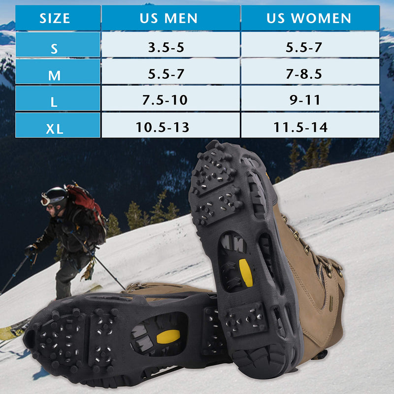 Ice Snow Cleats for Shoes and Boots,Walk Traction Cleats Crampons for Men Women Walking on Ice and Snow Anti Slip 28 Spikes Shoes Ice Traction Cleats 28 Steel with Strap X-Large(10.5-13 men/11.5-14 women) - BeesActive Australia