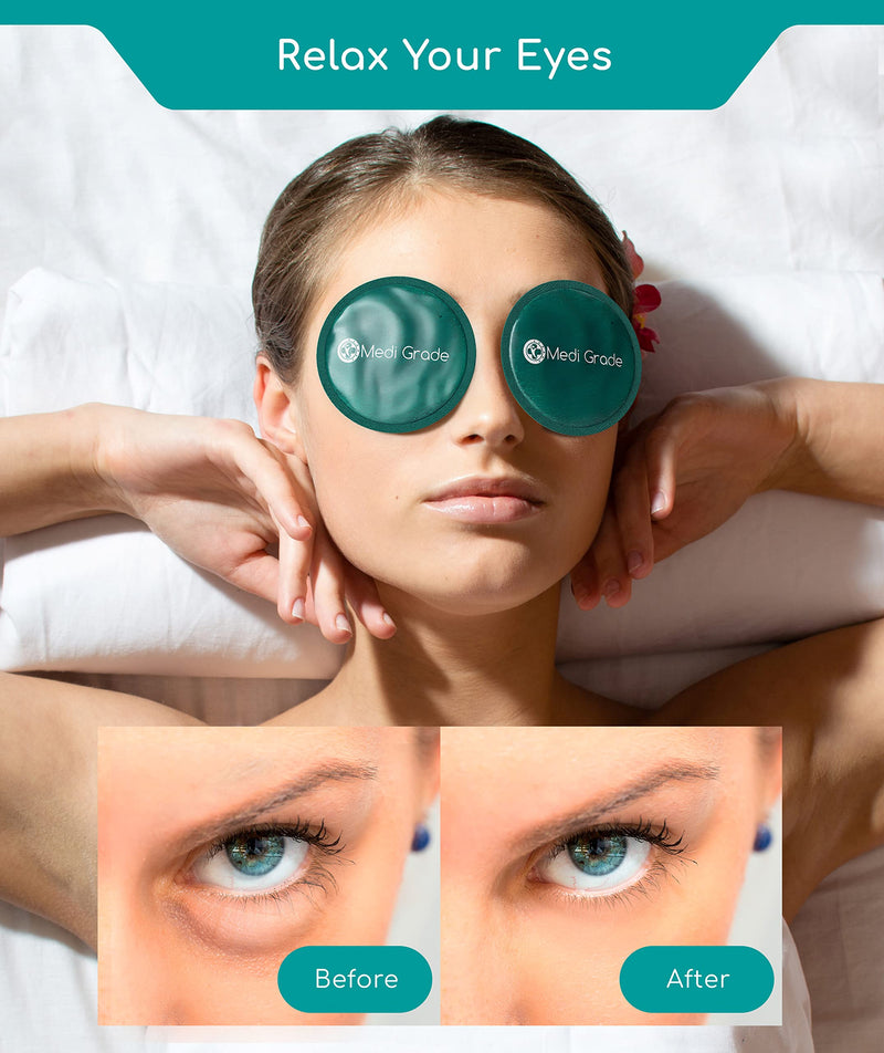Medi Grade Cooling Eye Mask - Reusable Gel Eye Mask with 2 x Cooling Eye Pads and Cooling Storage Bag - Enjoy Relaxation at Home or On The Go with Our Reversible Eye Compress with Adjustable Straps - BeesActive Australia