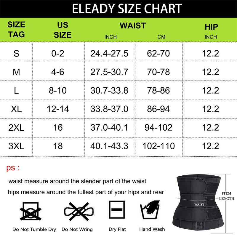 Eleady Waist Trainer Trimmer Belt for Women Corset Slimming Body Shaper Cincher Sauna Sweat Band Workout Sport Girdles Black Small - BeesActive Australia