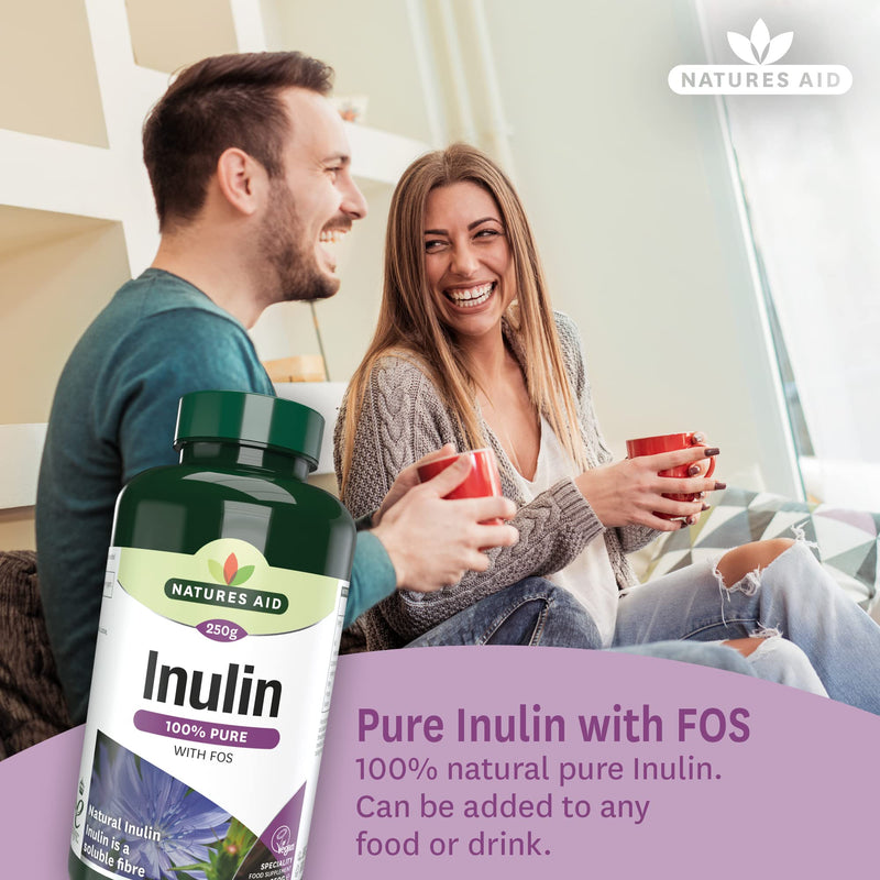 Natures Aid Inulin Powder, 250 g (from Chicory Root, 100% Natural with FOS, High Fibre, Low Calorie, Prebiotic, Vegan Society Approved, Made in the UK) - BeesActive Australia