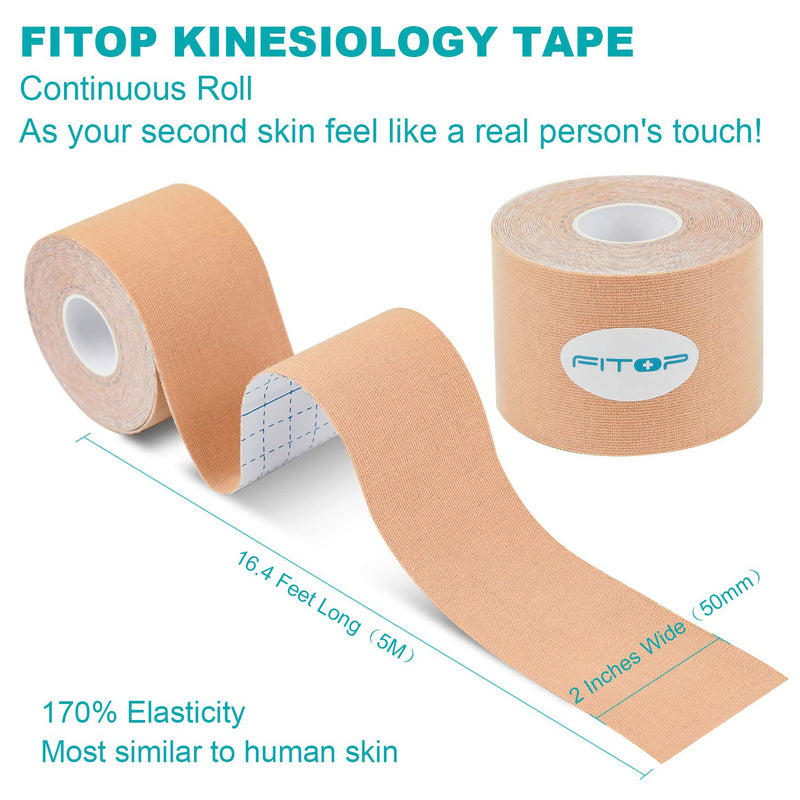 FITOP 4 Rolls Kinesiology Tape 5m x 5cm in Different Color(Pink, Blue, Black, Beige) Athletic Tape Sport for Strapping & Physiotherapy - BeesActive Australia