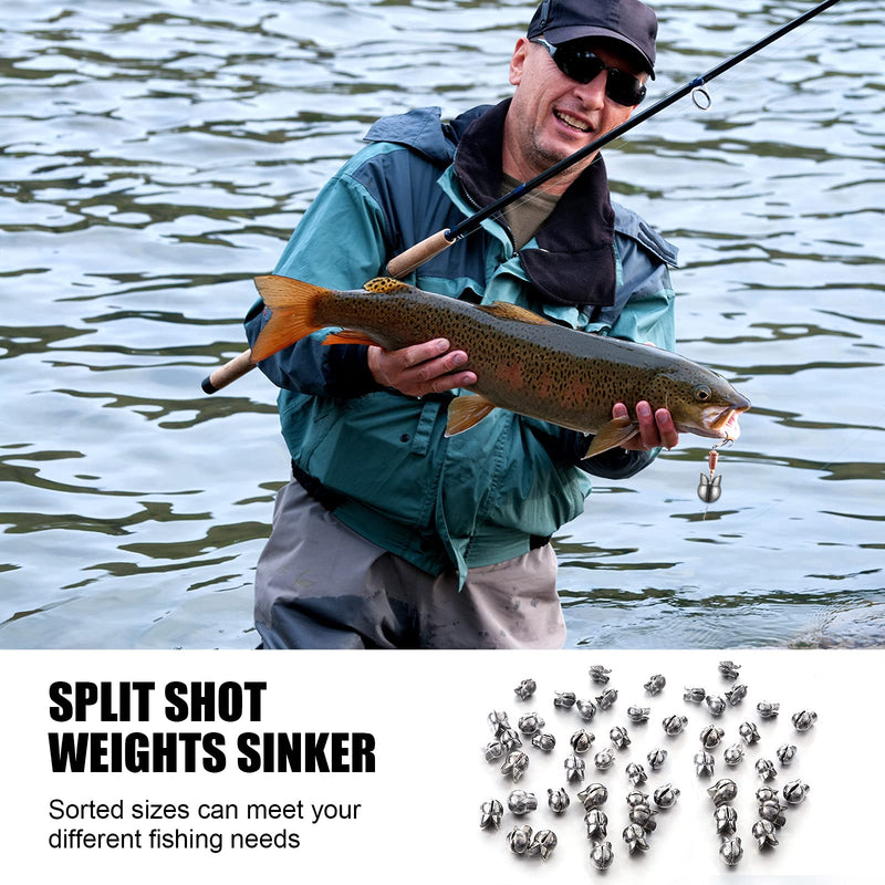 Gejoy 200 Pieces Fishing Weights Sinkers Kit Removable Split Shot Sinker Round Split Shot Fishing Weights Shot Sinkers for Fishing (1/64 oz, 1/62 oz, 1/32 oz, 3/64 oz, 5/64 oz, Classic) - BeesActive Australia