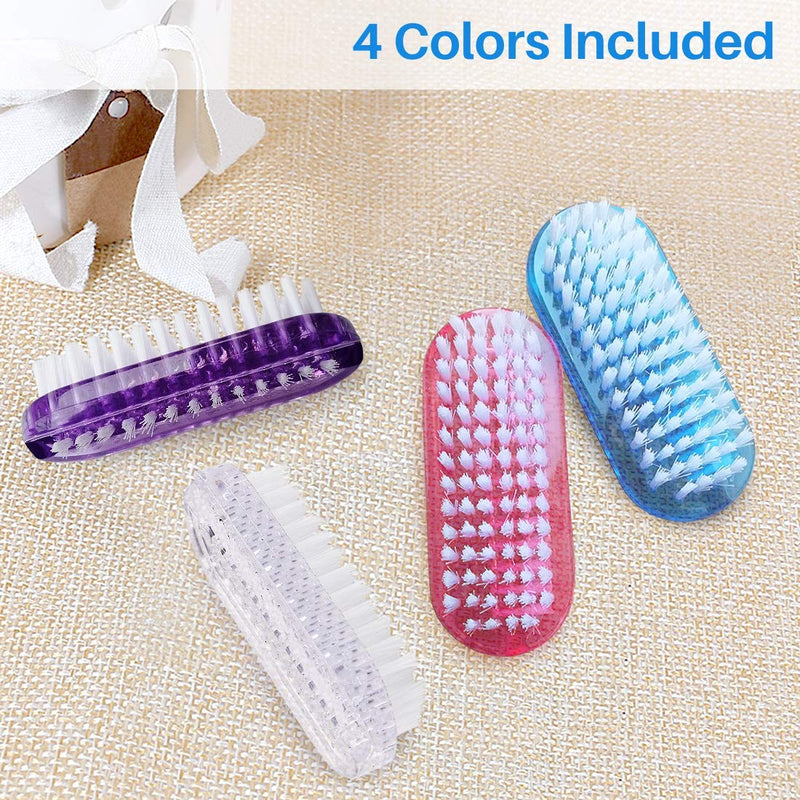 Kalevel 4pcs Plastic Nail Brush Double Sided Handle Fingernail Scrubbing Brush Toe Cleaning Brush for Men Women Kids Manicure Pedicure - BeesActive Australia