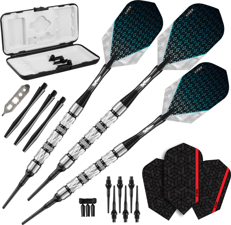 Viper Diamond 90% Tungsten Soft Tip Darts with Storage/Travel Case 16-Gram Black Rings and Flights - BeesActive Australia