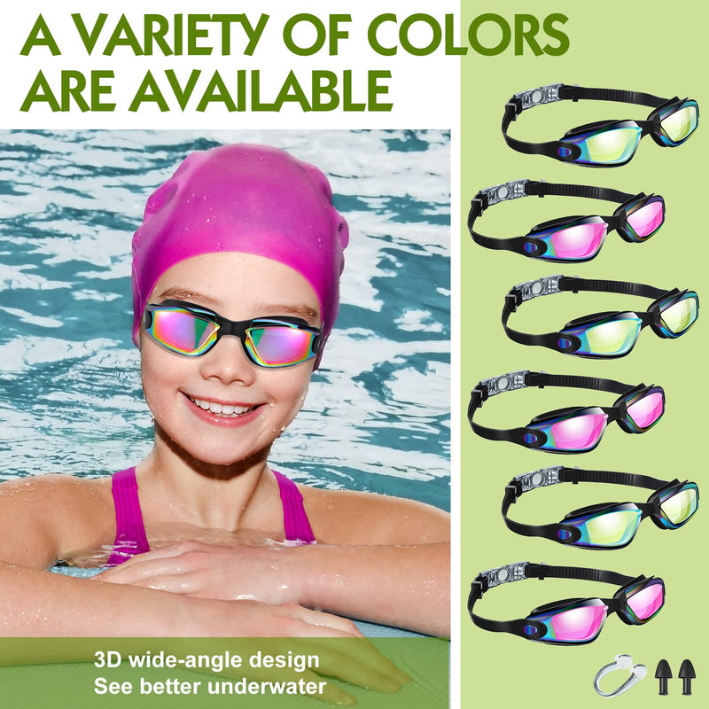 6 Pcs Swim Goggles Swimming Equipment Swimming Goggles Sport Swimming Goggles for Women Men Adult Youth Neon Color - BeesActive Australia