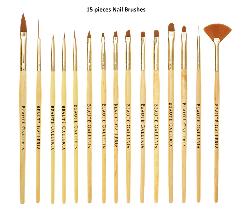 Beaute Galleria Bundle 50 Pieces Nail Art Tool Kit with Pouch - 5 Pieces Dotting Tool Marbleizing Pen (10 Sizes), 15 Pieces Acrylic Gel Detailing Painting Brushes Liners, 30 Pieces Striping Tapes - BeesActive Australia