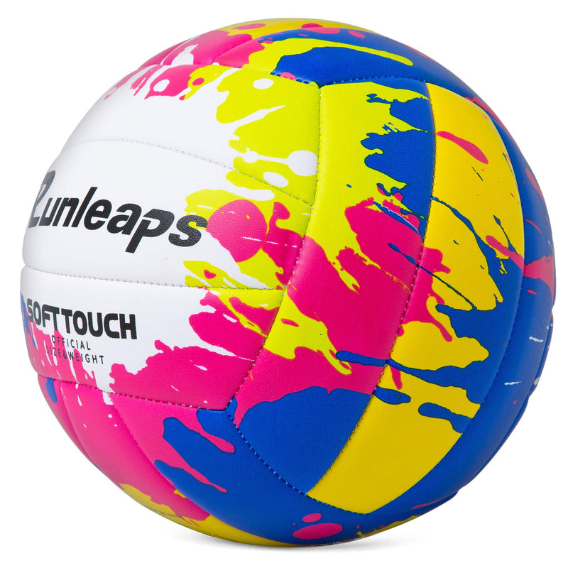 Beach Volleyball Official Size 5 - Runleaps Soft Waterproof Volleyball Sand Sports PU Ball for Indoor, Outdoor, Pool, Gym, Training Blue/Pink/Yellow - BeesActive Australia