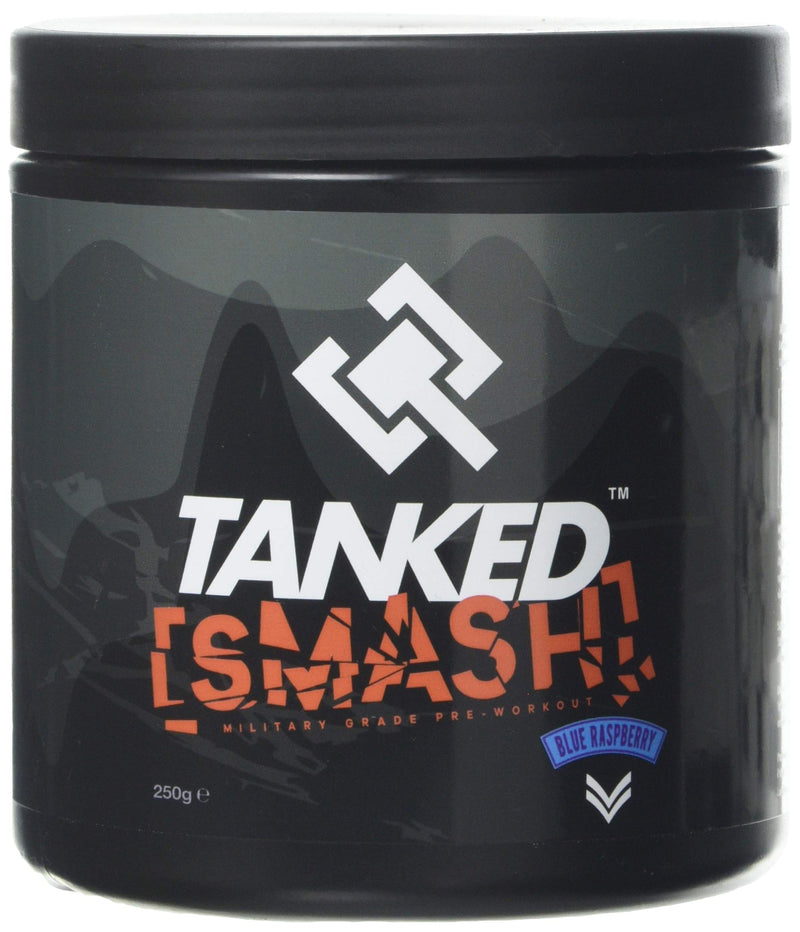 Tanked Smash Pre Workout Powder 250g - Improve Focus & Intensity Levels - Blue Raspberry | Tanked - BeesActive Australia