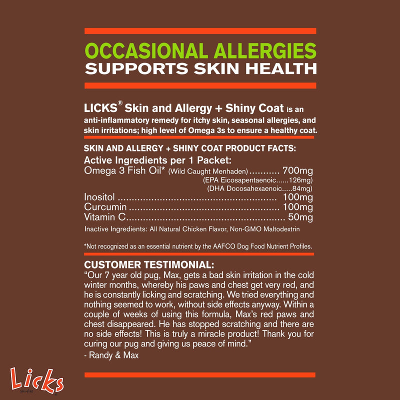 Licks - Skin & Allergy for Dogs - LiquiPaks - 30 Use - BeesActive Australia