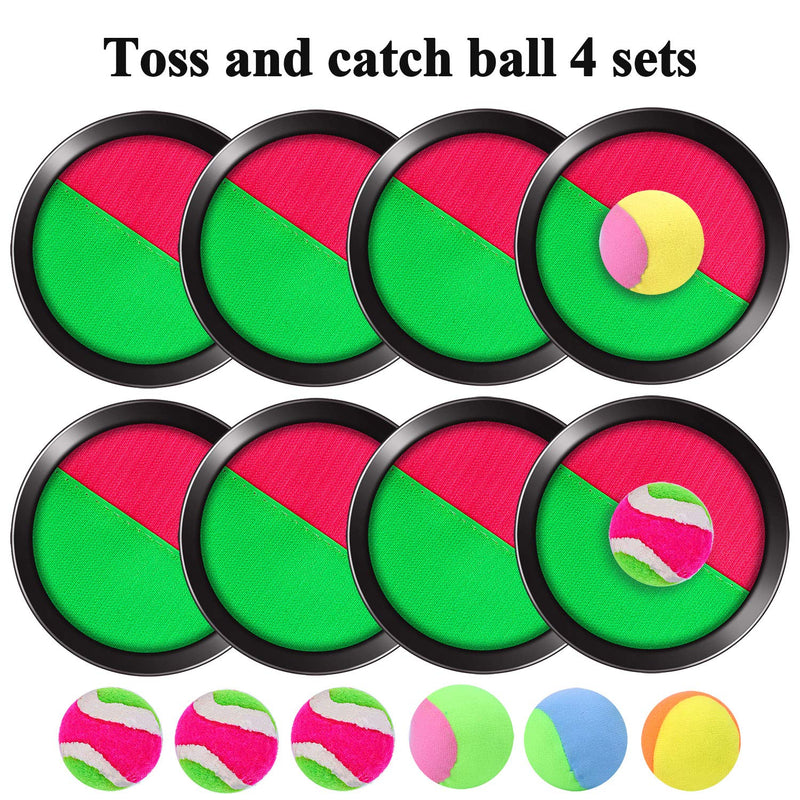 Cooraby Toss and Catch Paddle Game Disc 4 Set Paddle Toss and Catch Ball Sport Game Suitable for Sports, Beach and Party Favor with Storage Bag, 8 Paddles and 8 Balls 15.5cm - BeesActive Australia
