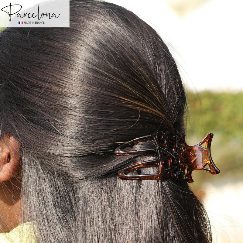Parcelona French Intricate Celluloid Small Shell Slide in Side Slider Hair Updo Claw for Fine Hair - BeesActive Australia