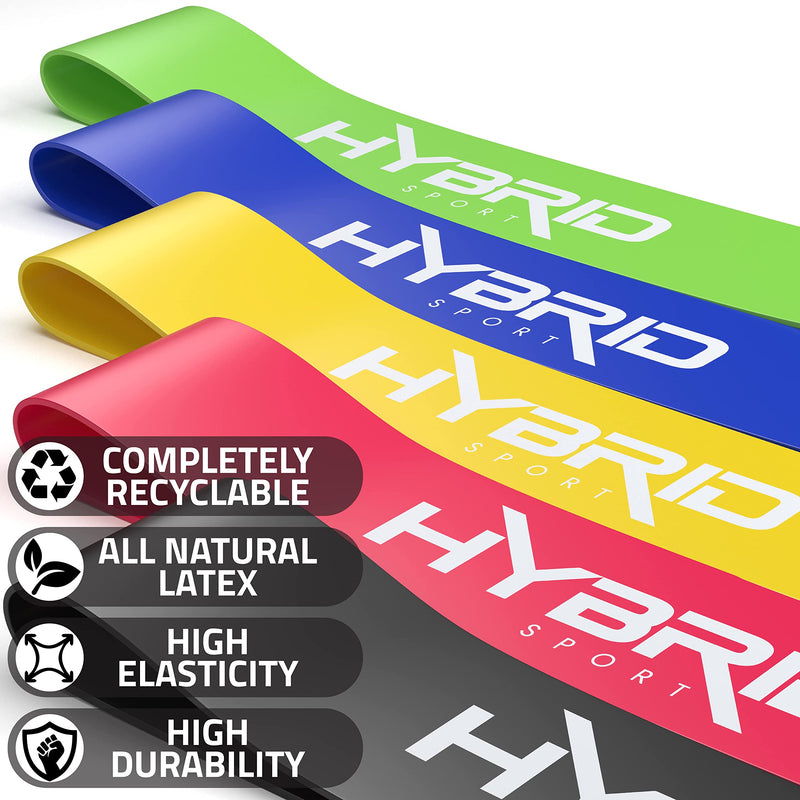 Hybrid Resistance Bands [Set of 5] PREMIUM Skin Friendly | 5 Strength Levels Loop Exercise Bands for Pilates, Training, Physio Therapy, Stretching, Home Gym | FREE Guide and Bag for Men and Women… Mixed - BeesActive Australia