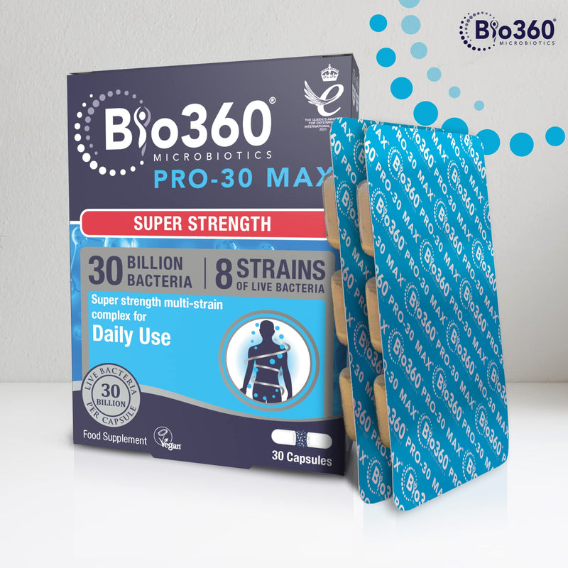 Natures Aid Bio360 Pro-30 MAX (30 Billion Bacteria), from Natures Aid, 30 Capsules Bio360 Pro-30 MAX 30 Capsules - BeesActive Australia