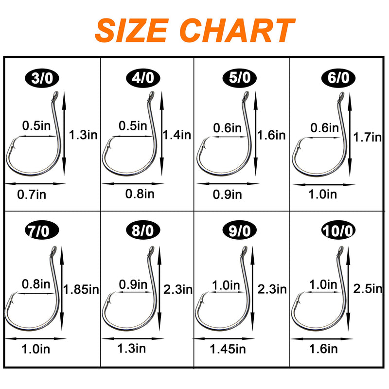 SILANON Circle Hooks Fishing Hooks Tackle - 120pcs 2X Strong Saltwater Fishing Hooks Octopus Circle Hooks Customized Offset Sport Circle Hook for Catfish Bass Size 10-10/0 120pcs 1/0 - BeesActive Australia