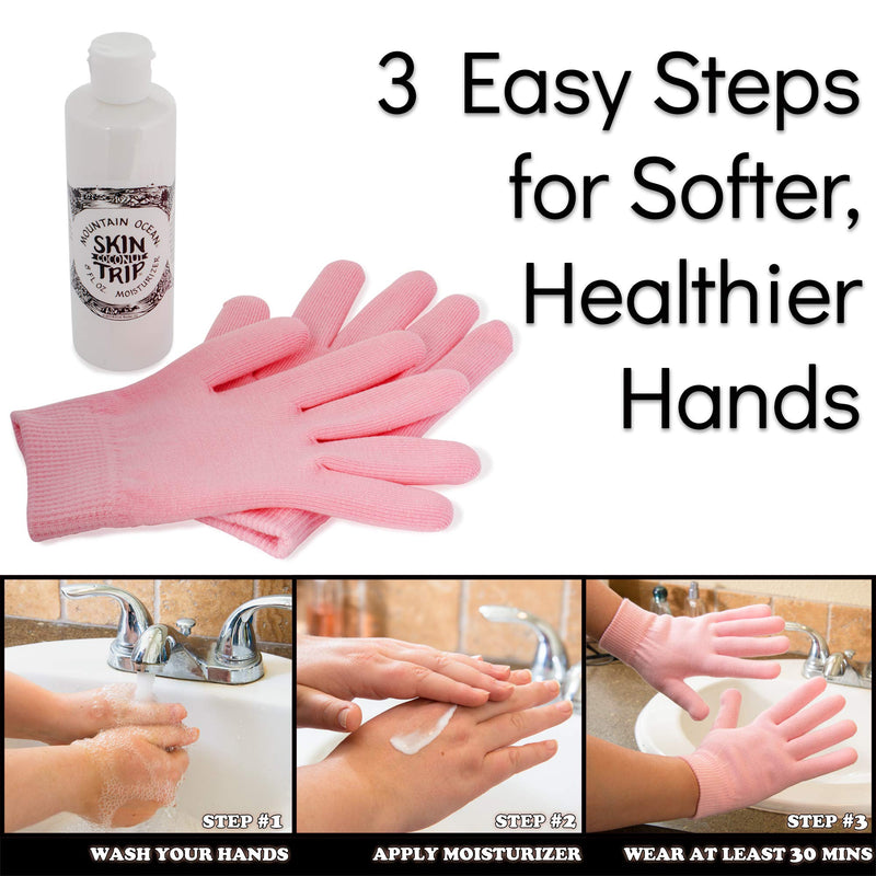Better Goods Co Pink Cotton Gel Lined Spa Gloves & Mountain Ocean Coconut Skin Trip Moisturizer Bundle Best Hydrating Lotion Kit for Relief of Dry, Itchy, Cracked Hands & Eczema -Men & Women -2 Items - BeesActive Australia