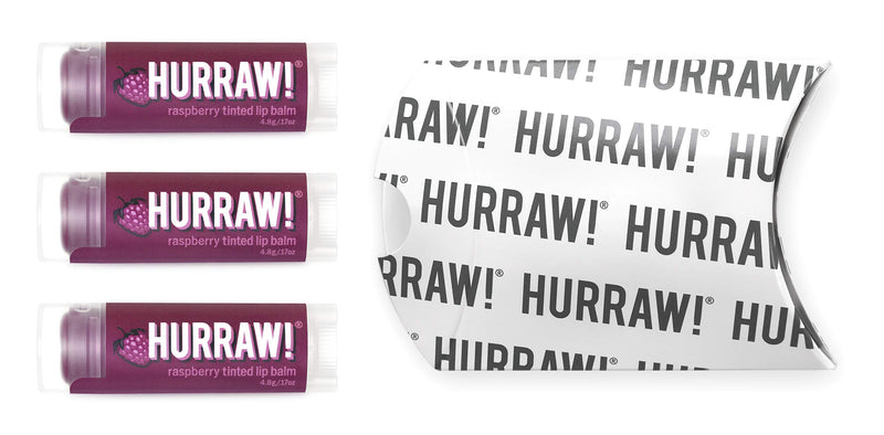 Hurraw! Raspberry Tinted Lip Balm, 3 Pack: Organic, Certified Vegan, Cruelty and Gluten Free. Non-GMO, 100% Natural Ingredients. Bee, Shea, Soy and Palm Free. Made in USA - BeesActive Australia