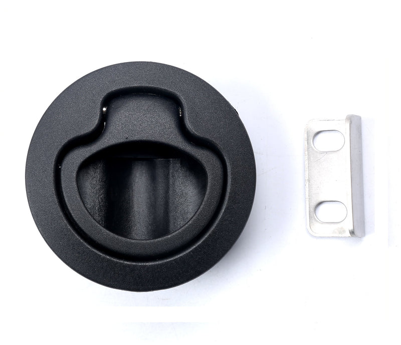 [AUSTRALIA] - Thorn Boat 2'' Flush Pull Slam Latch Black Plastic Round for RV Boat Marine Deck Hatch 1/2'' Door Cabinet Hardware Pack of 4 PCS 